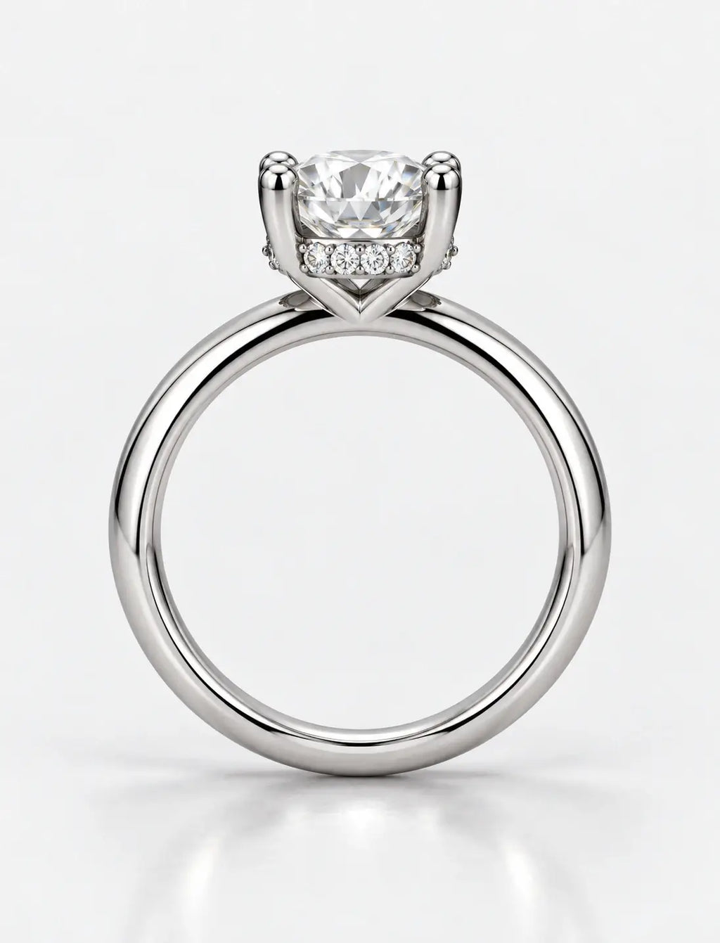 Round Brilliant Cut Diamond Solitaire Ring Hidden Halo Set Lab Grown IGI Certified Engagement Ring in Platinum