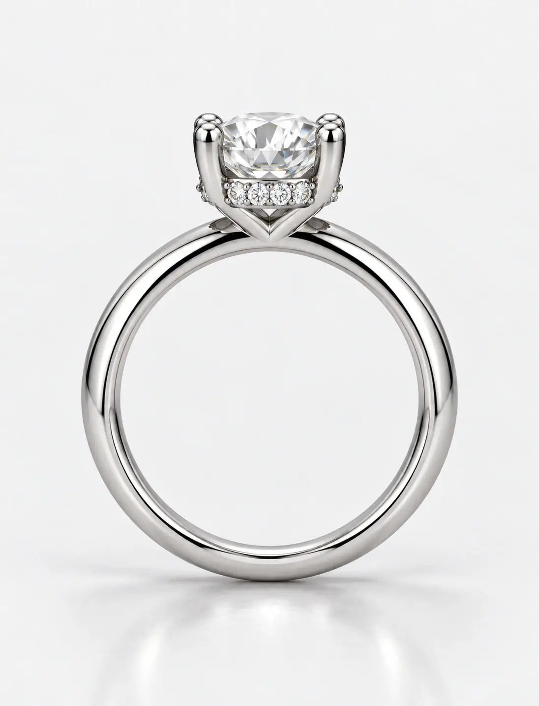 Round Brilliant Cut Diamond Solitaire Ring Hidden Halo Set Lab Grown IGI Certified Engagement Ring in Platinum