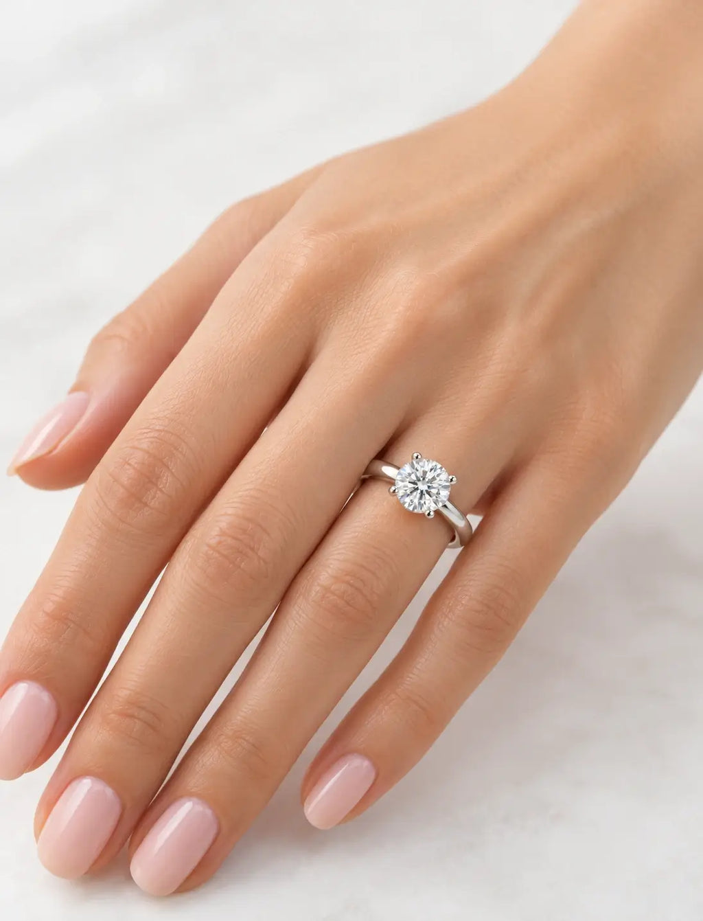Round Brilliant Cut Diamond Solitaire Ring Hidden Halo Set Lab Grown IGI Certified Engagement Ring in Platinum