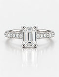 Lab Grown IGI Certified Classic Emerald-Cut & Round Diamond Engagement Ring Platinum