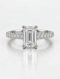 Lab Grown IGI Certified 1.80Ct Pave Set Emerald-Cut & Round Hidden Halo Diamond Engagement Ring Platinum