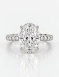 Lab IGI Certified Oval with Side Round Diamond Pave Setting Engagement Ring Platinum
