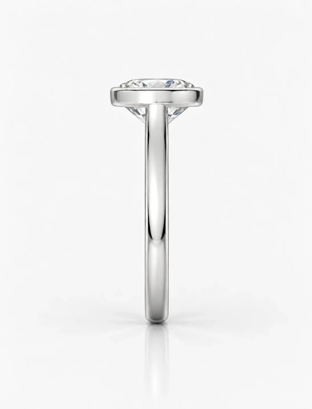 IGI Certified Lab Grown Oval Diamond Bezel Set Solitaire Engagement Ring in Platinum