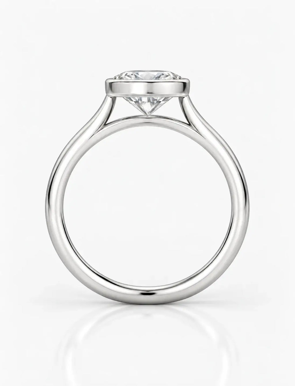 IGI Certified Lab Grown Oval Diamond Bezel Set Solitaire Engagement Ring in Platinum