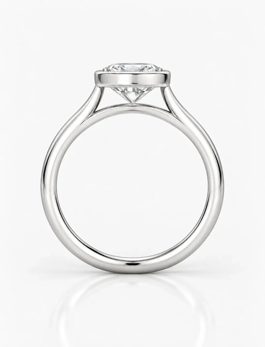 IGI Certified Lab Grown Oval Diamond Bezel Set Solitaire Engagement Ring in Platinum
