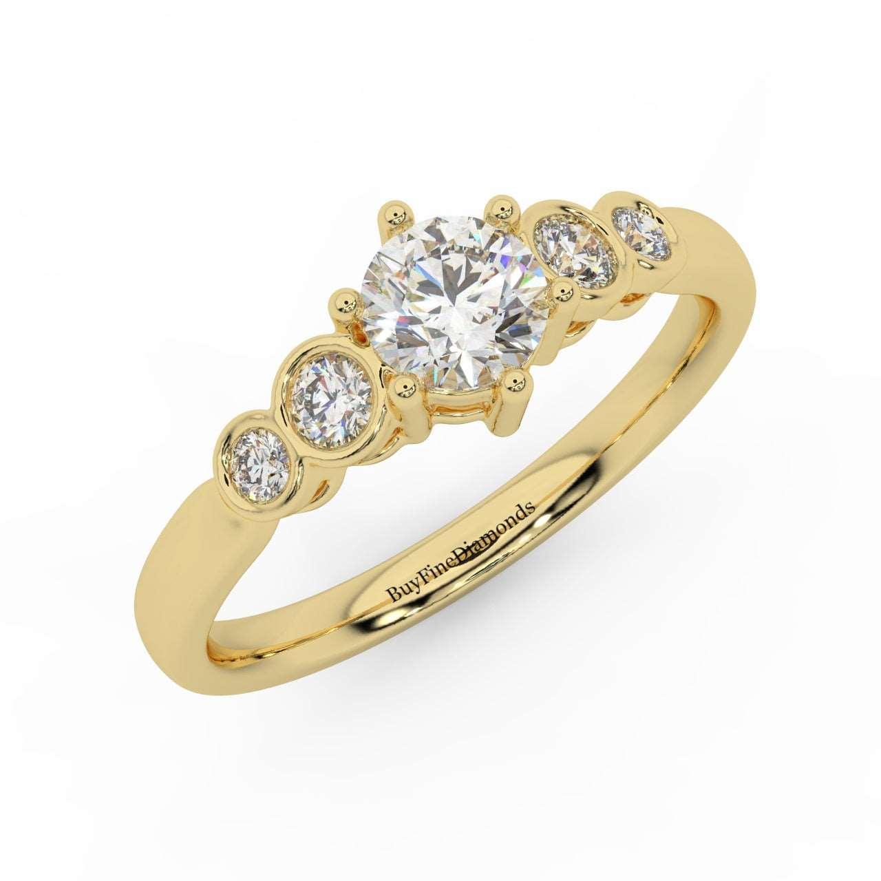 0.60 Ct Natural Round Diamond Engagement Ring With Side Stone, Platinum , 9K, 18K Gold