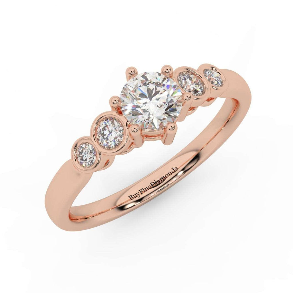 0.60 Ct Natural Round Diamond Engagement Ring With Side Stone, Platinum , 9K, 18K Gold