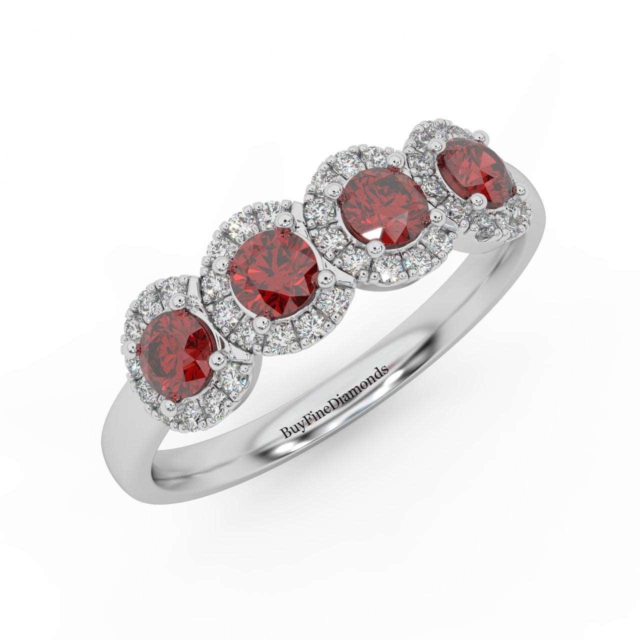 0.70Ct Ruby and Diamond Halo Engagement Ring in 950 Platinum & Gold