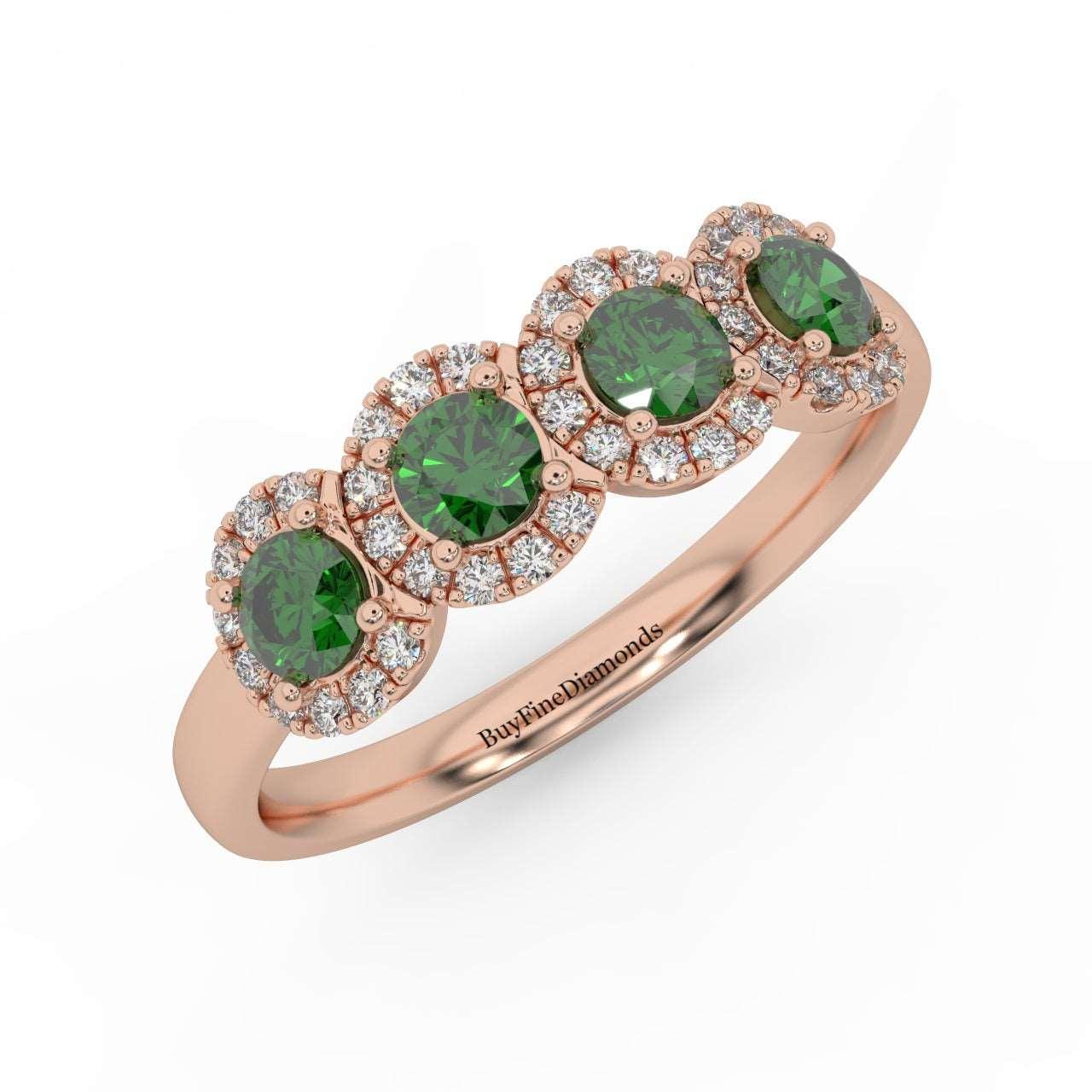 0.70Ct Green Emerald and Diamond Halo Engagement Ring in 950 Platinum & Gold