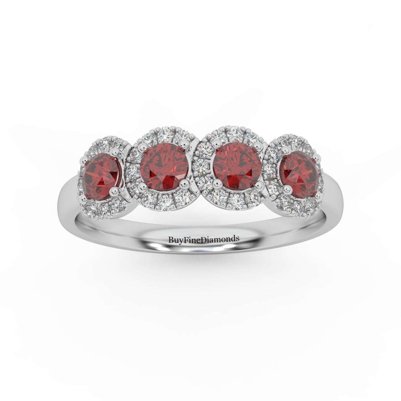 0.70Ct Ruby and Diamond Halo Engagement Ring in 950 Platinum & Gold