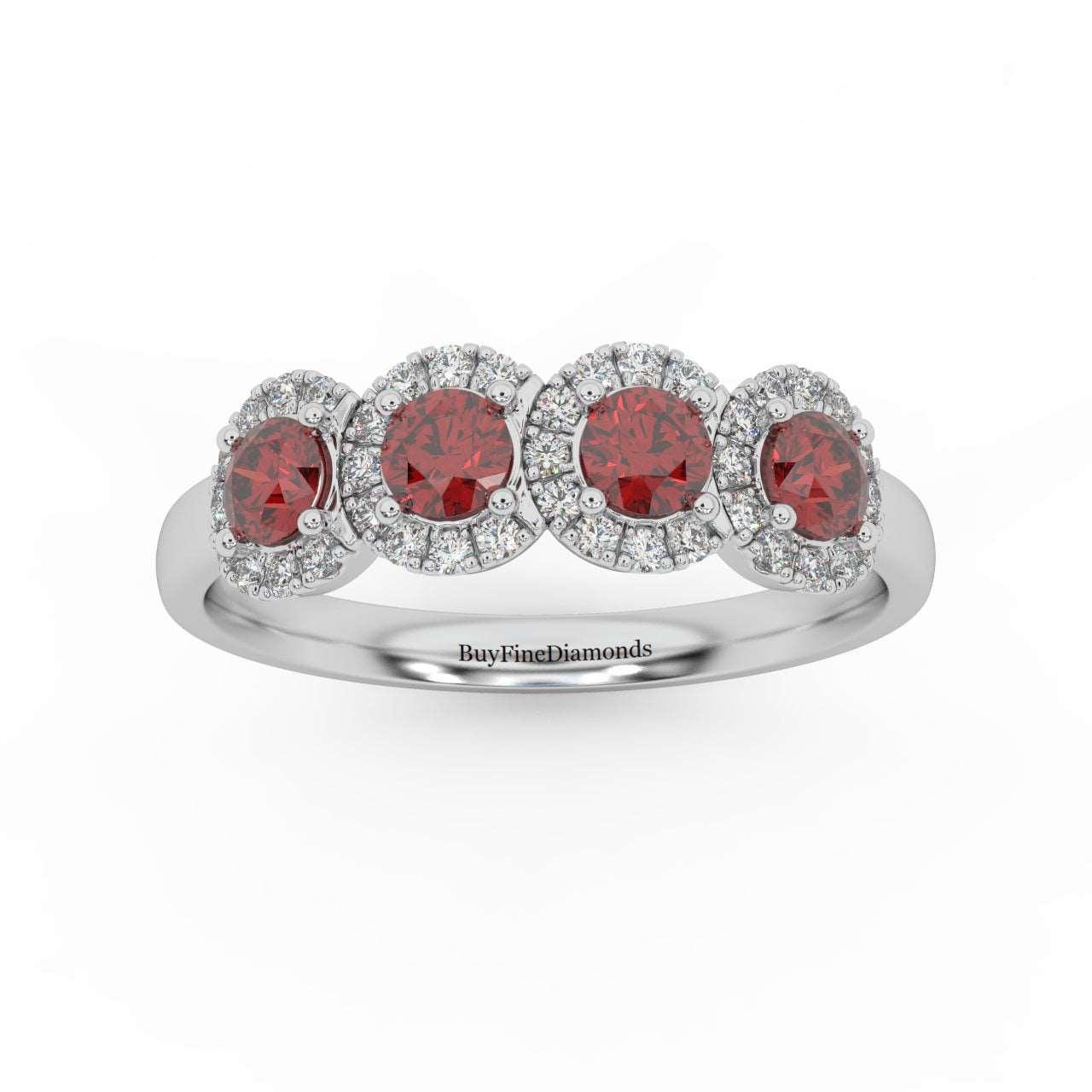 0.70Ct Ruby and Diamond Halo Engagement Ring in 950 Platinum & Gold