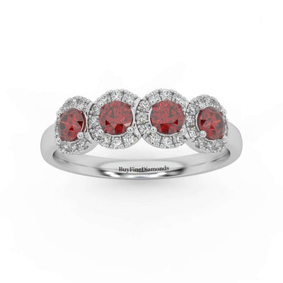 0.70Ct Ruby and Diamond Halo Engagement Ring in 950 Platinum & Gold