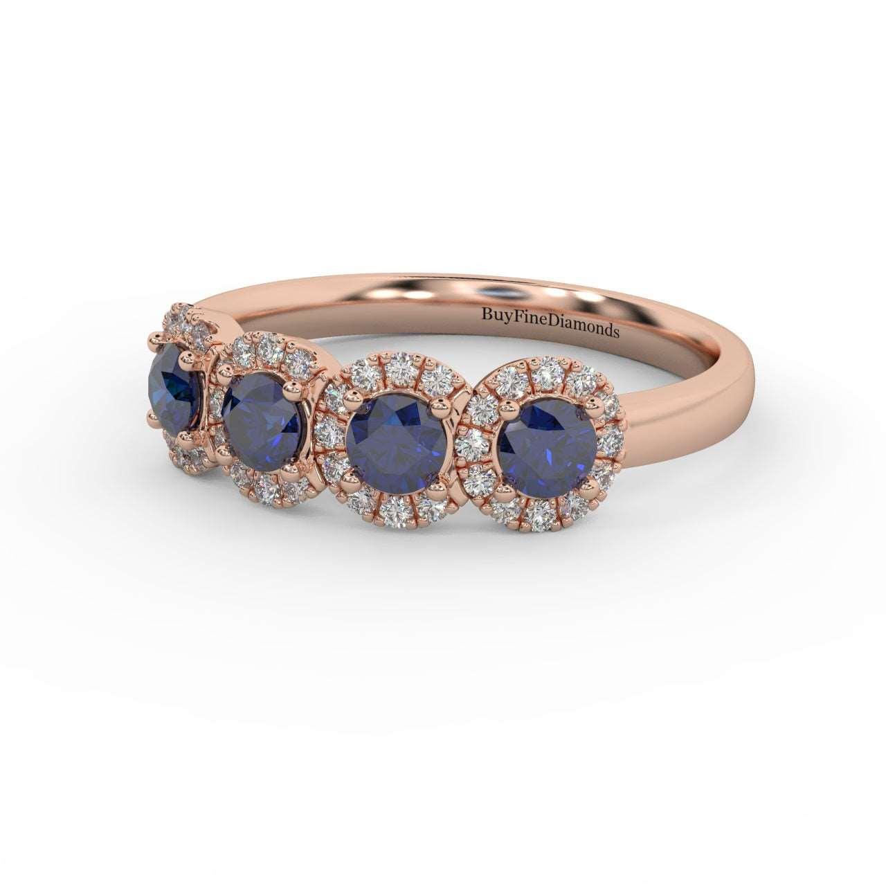 0.70Ct Sapphire and Diamond Halo Engagement Ring in 950 Platinum & Gold