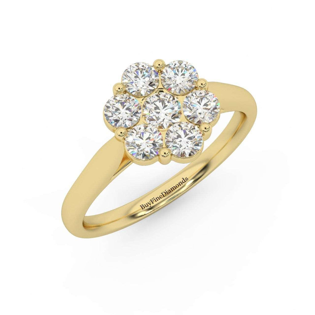 0.75Ct Natural Round Diamond Cluster Engagement Ring For Women