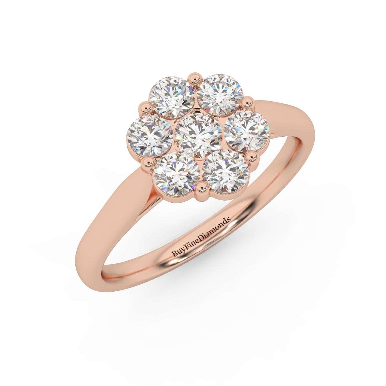 0.75Ct Natural Round Diamond Cluster Engagement Ring For Women