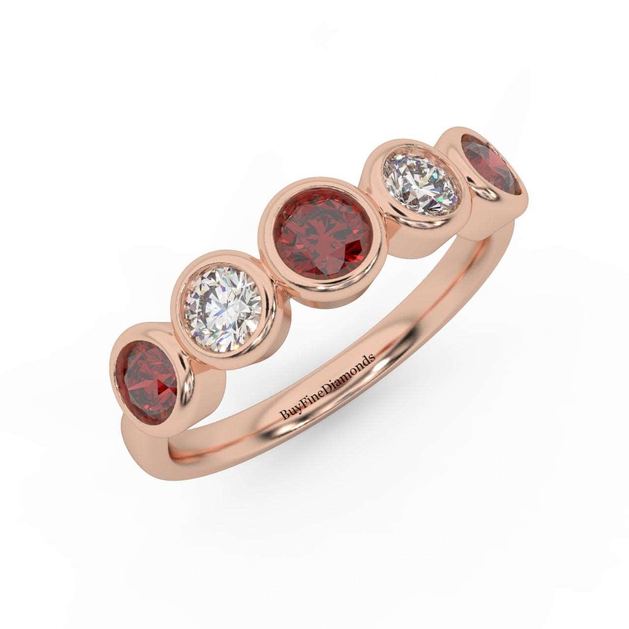 1.00 Ct Ruby & Diamond Anniversary Ring in 950 Platinum & Gold