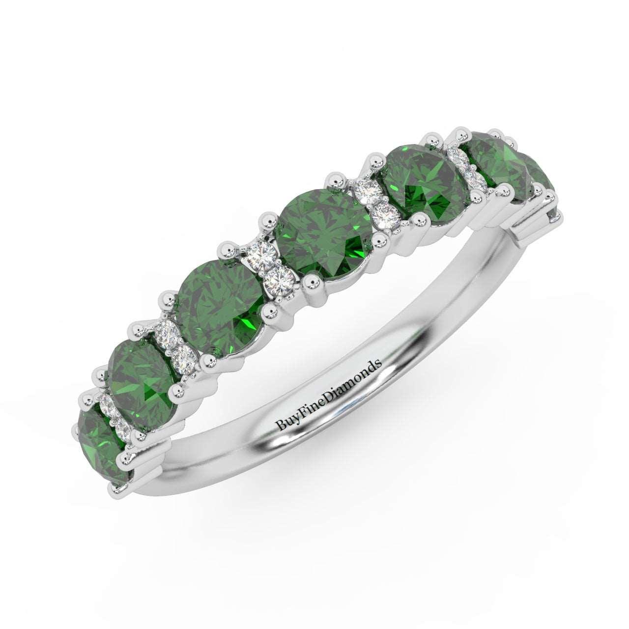 1.10Ct Green Emerald & Diamond Anniversary Ring in 950 Platinum & Gold