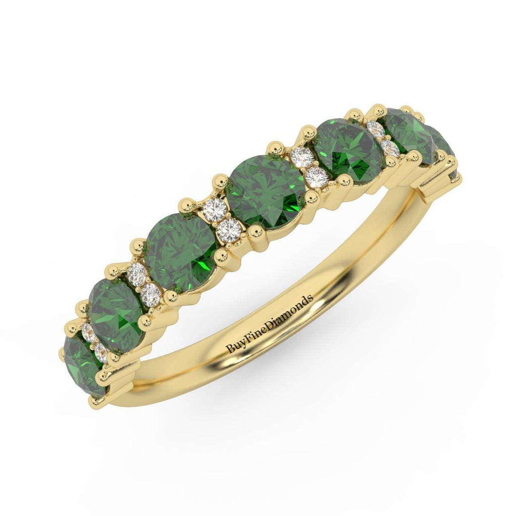 1.10Ct Green Emerald & Diamond Anniversary Ring in 950 Platinum & Gold