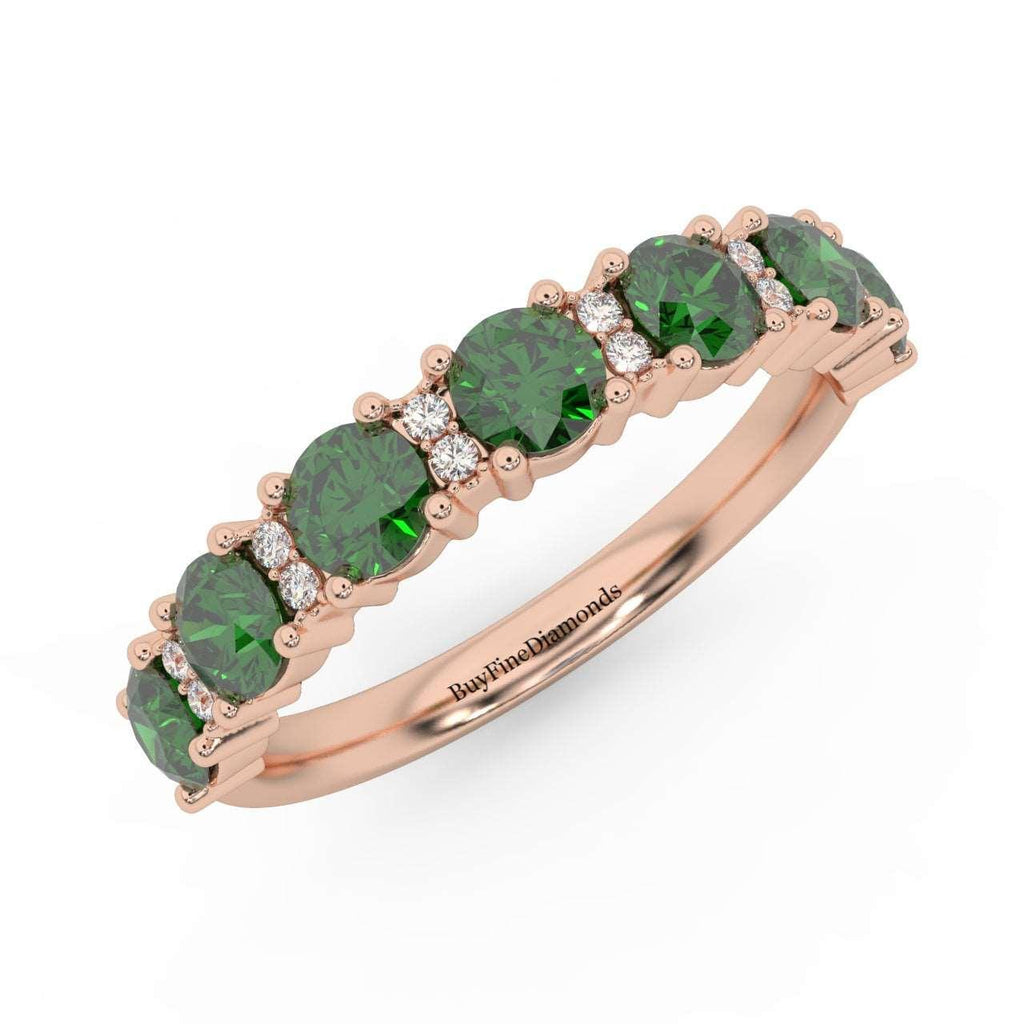 1.10Ct Green Emerald & Diamond Anniversary Ring in 950 Platinum & Gold