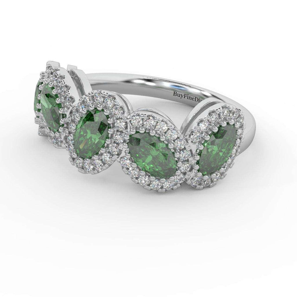1.75 Ct Oval Shape Green Emerald and Diamond Halo Engagement Ring in 950 Platinum & Gold