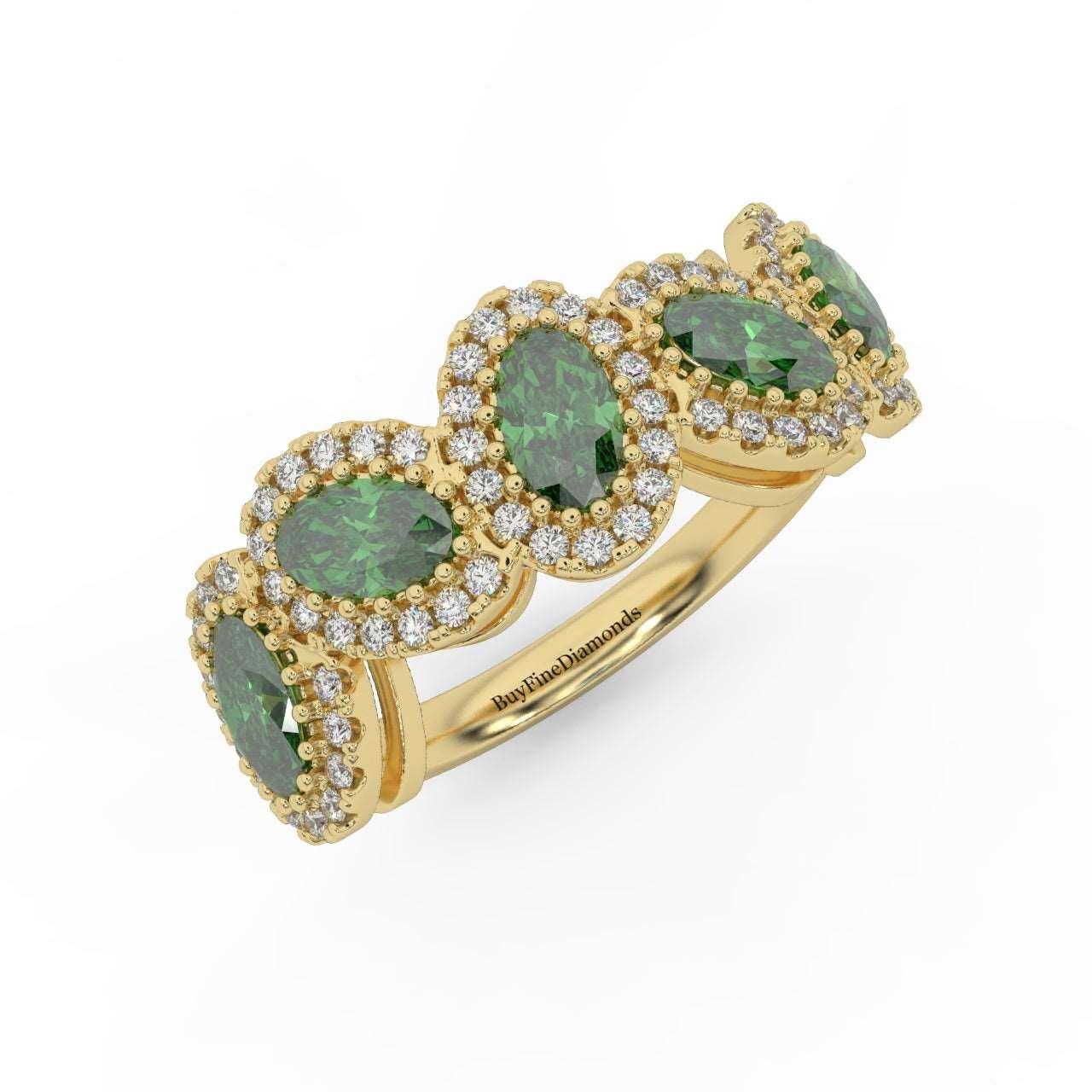 1.75 Ct Oval Shape Green Emerald and Diamond Halo Engagement Ring in 950 Platinum & Gold