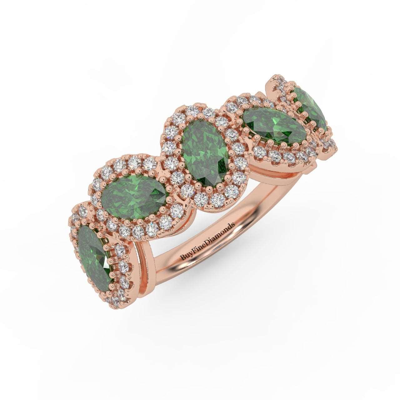 1.75 Ct Oval Shape Green Emerald and Diamond Halo Engagement Ring in 950 Platinum & Gold