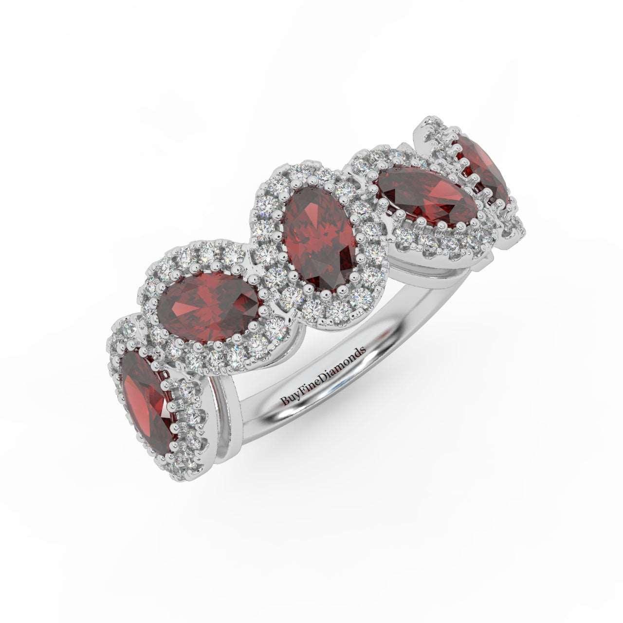 1.75 Ct Oval Shape Ruby and Diamond Halo Engagement Ring in 950 Platinum & Gold