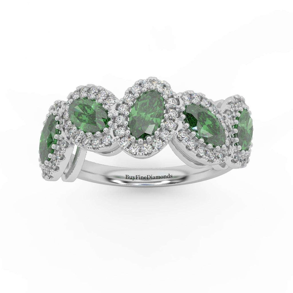 1.75 Ct Oval Shape Green Emerald and Diamond Halo Engagement Ring in 950 Platinum & Gold