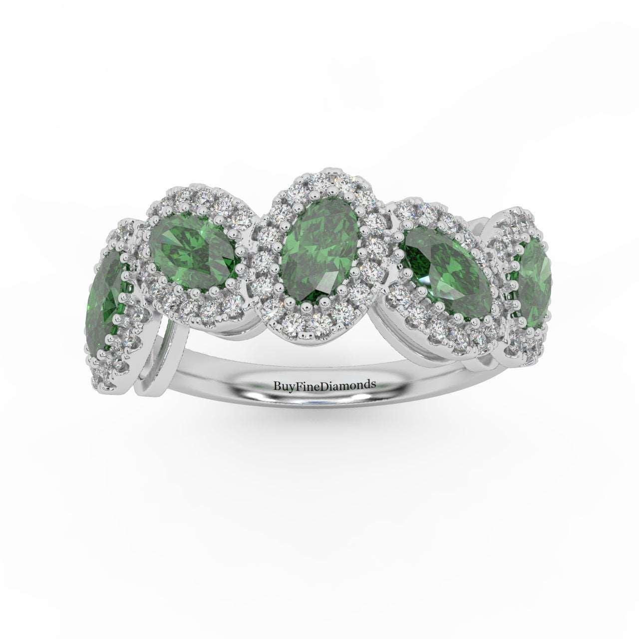 1.75 Ct Oval Shape Green Emerald and Diamond Halo Engagement Ring in 950 Platinum & Gold