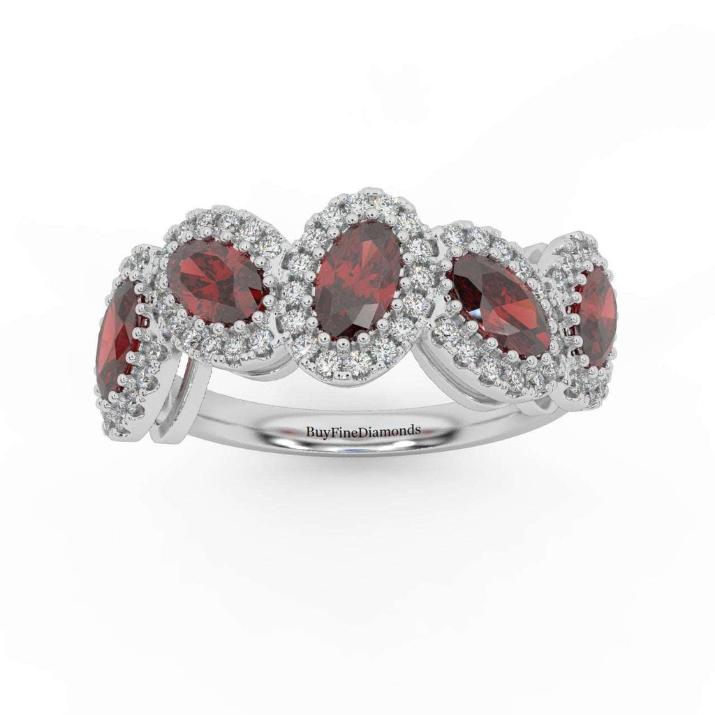 1.75 Ct Oval Shape Ruby and Diamond Halo Engagement Ring in 950 Platinum & Gold