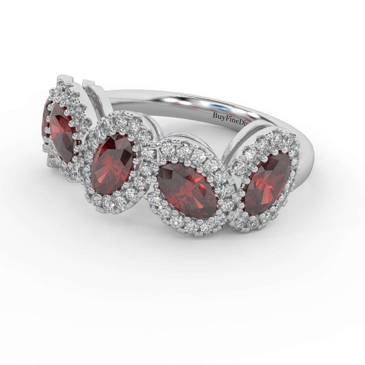 1.75 Ct Oval Shape Ruby and Diamond Halo Engagement Ring in 950 Platinum & Gold