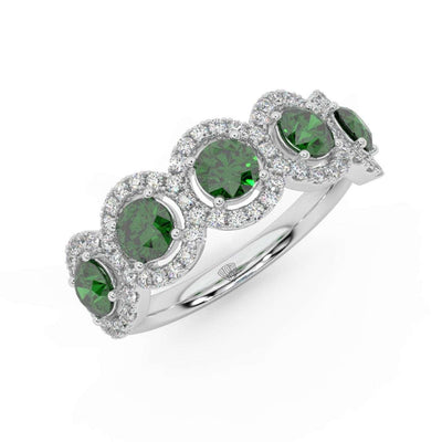 1.25 Ct Emerald and Diamond Halo Women's Ring in 950 Platinum & Gold