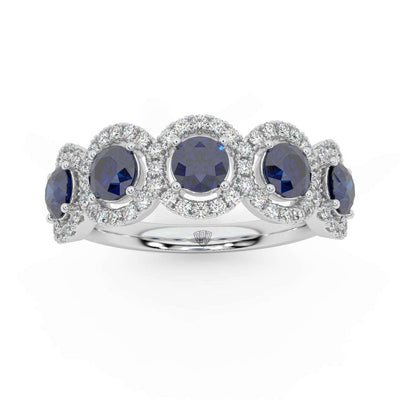 1.25 Ct Sapphire and Diamond Halo Women's Ring in 950 Platinum & Gold