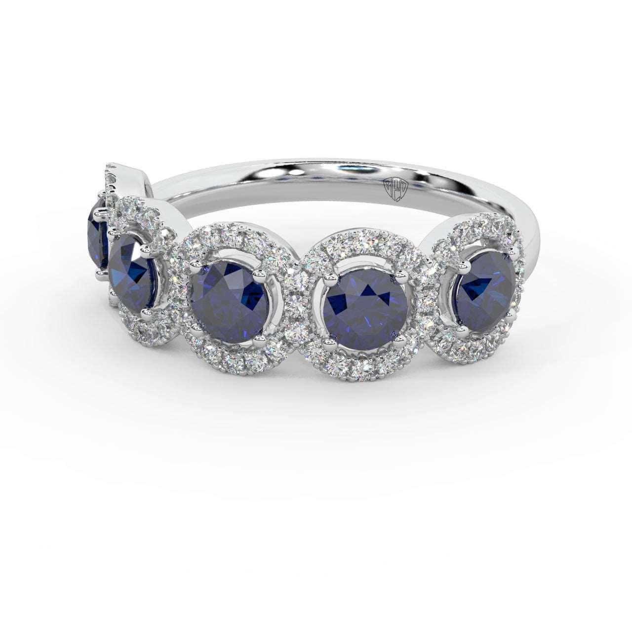 1.25 Ct Sapphire and Diamond Halo Women's Ring in 950 Platinum & Gold