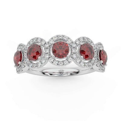 1.25 Ct Ruby and Diamond Halo Women's Ring in 950 Platinum & Gold