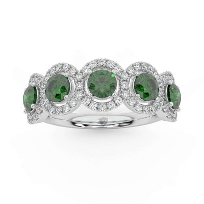 1.25 Ct Emerald and Diamond Halo Women's Ring in 950 Platinum & Gold