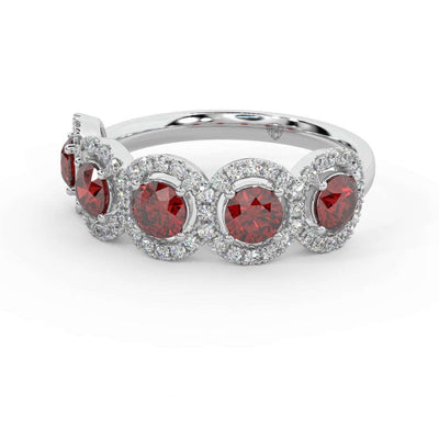 1.25 Ct Ruby and Diamond Halo Women's Ring in 950 Platinum & Gold