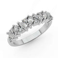 1.00 Carat Natural Pear and Round Diamond Half Eternity Women Ring for Wedding