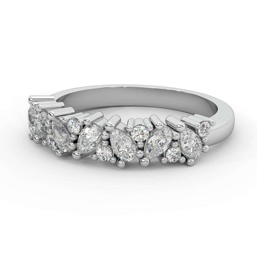 1.00 Carat Natural Pear and Round Diamond Half Eternity Women Ring for Wedding