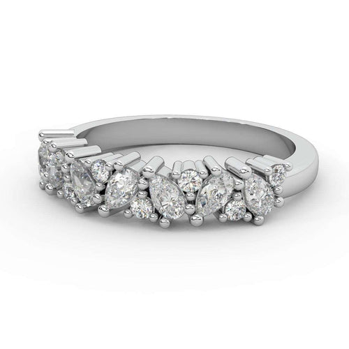 1.00 Carat Natural Pear and Round Diamond Half Eternity Women Ring for Wedding