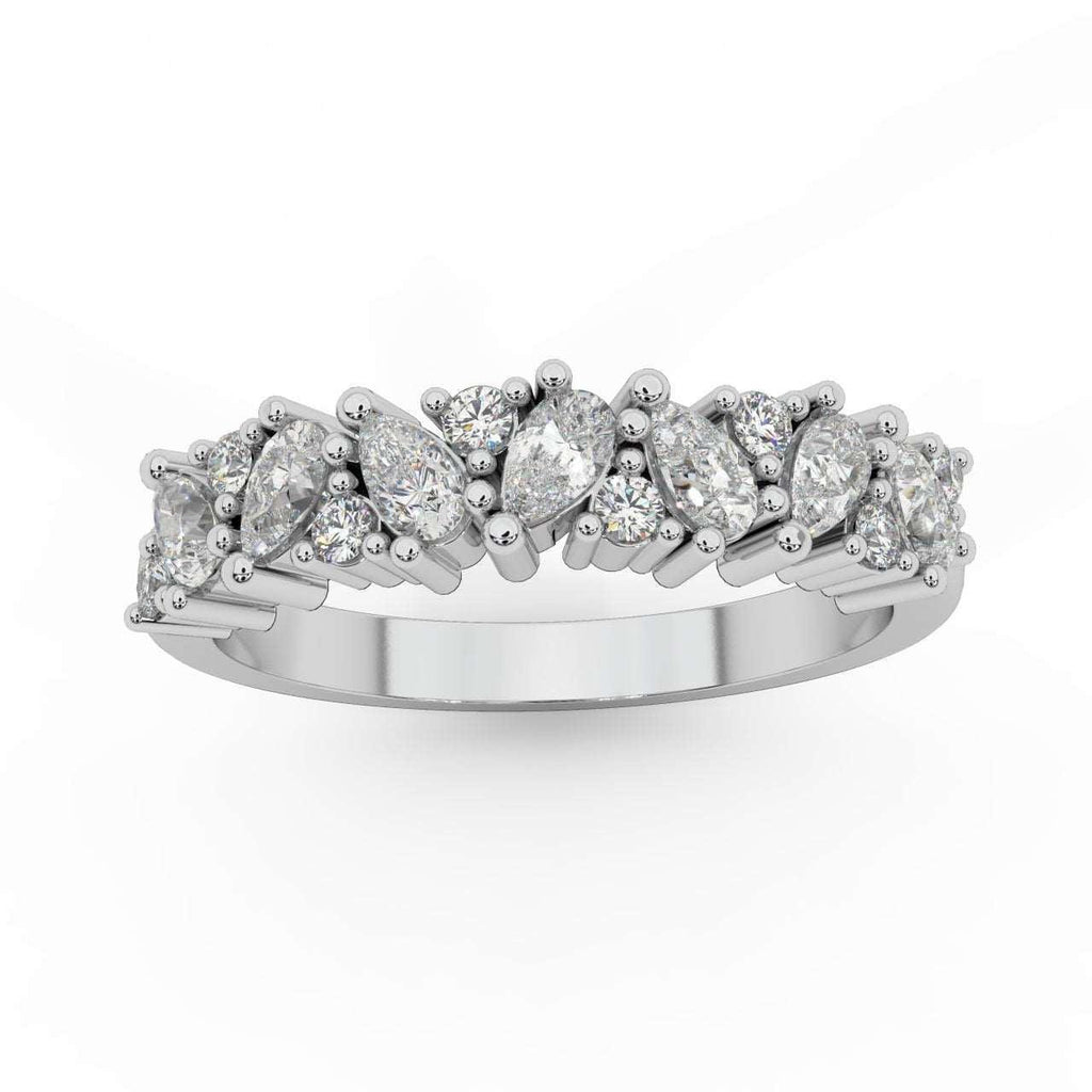 1.00 Carat Natural Pear and Round Diamond Half Eternity Women Ring for Wedding