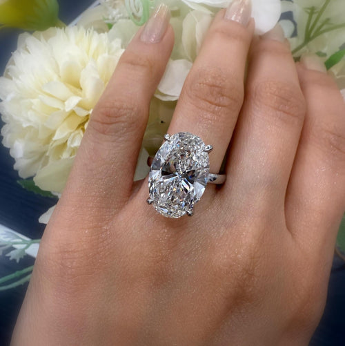 10CT IGI Certified Oval Lab Diamond Hidden Halo Engagement Ring in Platinum