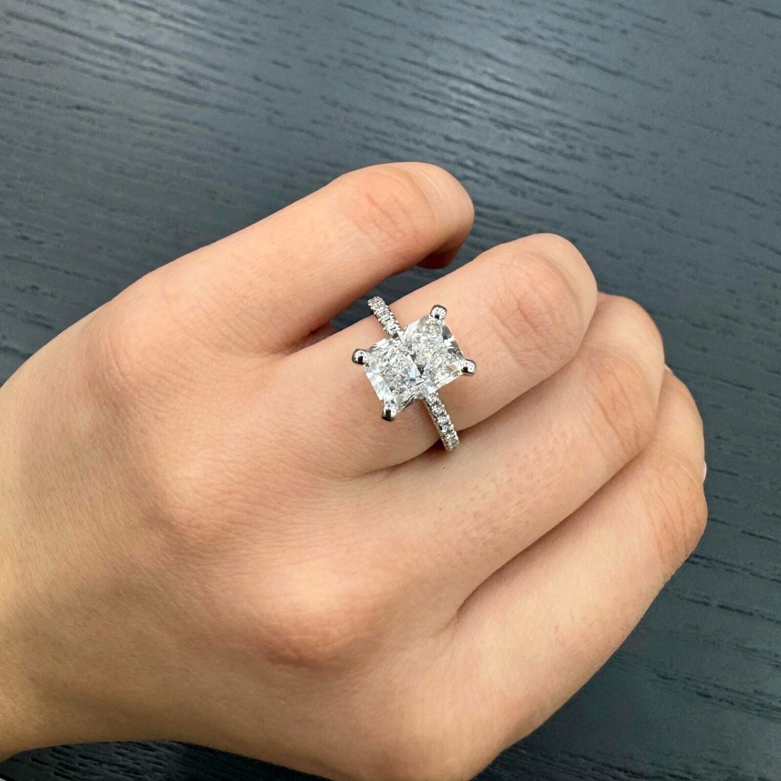 2CT IGI Certified Radiant Lab Diamond Engagement Ring in Platinum