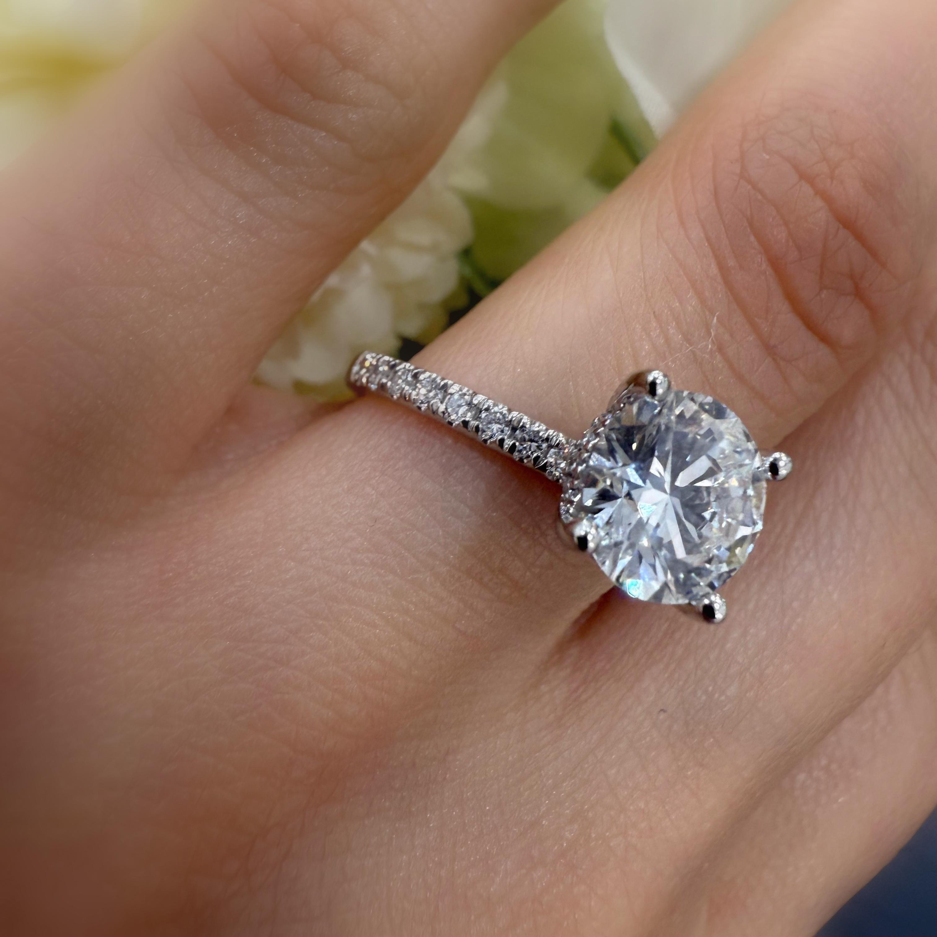 1.60CT E/VS IGI Certified Lab Grown Round Diamond Engagement Ring with Hidden Halo – Platinum