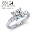 3.25CT IGI Certified Lab Grown Princess & Tapered Diamond Trilogy Ring in Platinum