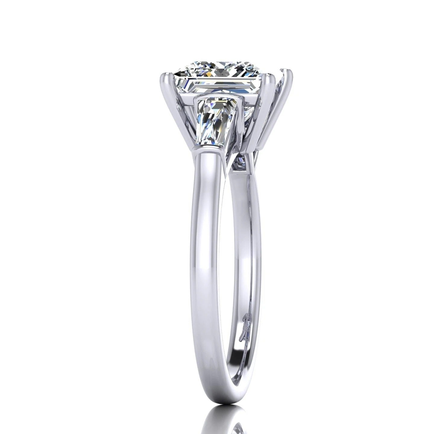 3.25CT IGI Certified Lab Grown Princess & Tapered Diamond Trilogy Ring in Platinum