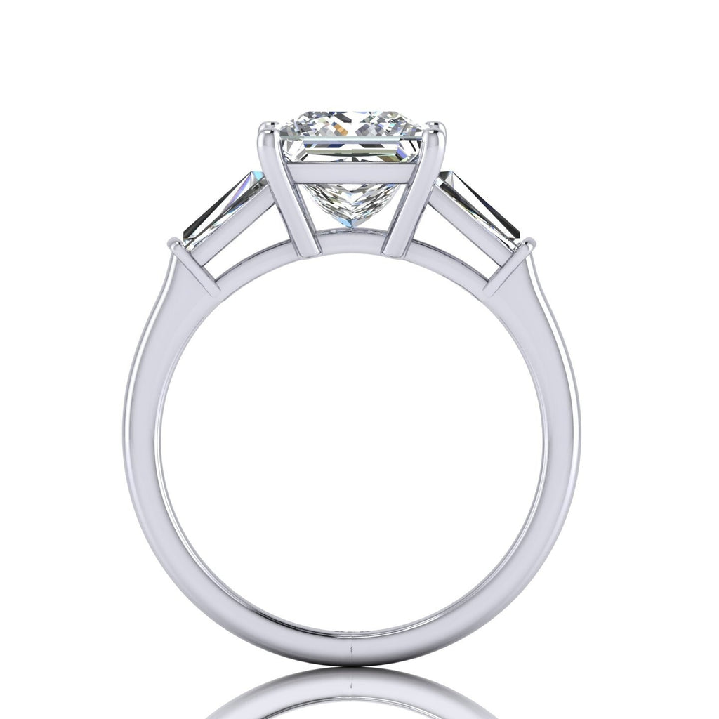 3.25CT IGI Certified Lab Grown Princess & Tapered Diamond Trilogy Ring in Platinum