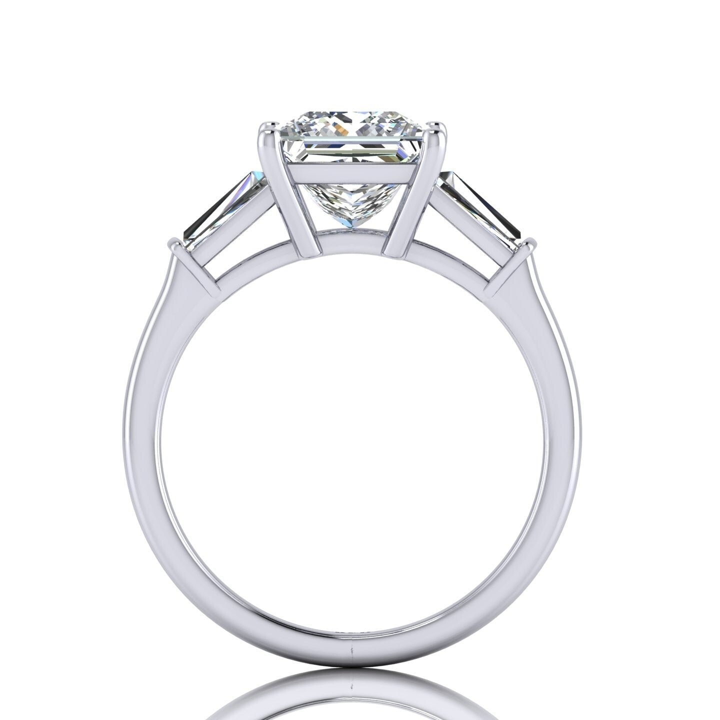 3.25CT IGI Certified Lab Grown Princess & Tapered Diamond Trilogy Ring in Platinum