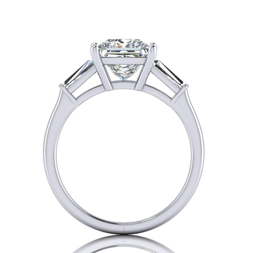 3.25CT IGI Certified Lab Grown Princess & Tapered Diamond Trilogy Ring in Platinum