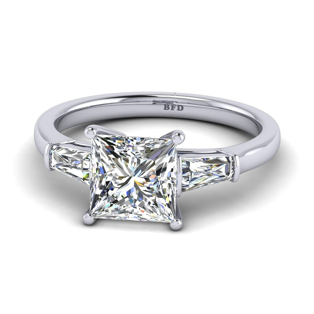 3.25CT IGI Certified Lab Grown Princess & Tapered Diamond Trilogy Ring in Platinum